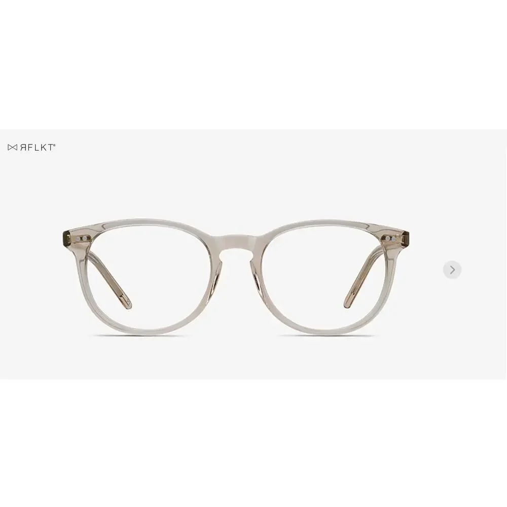 RFLKT Aura Eyeglass Frames Round Champagne Keyhole Acetate 50-19-140 Medium